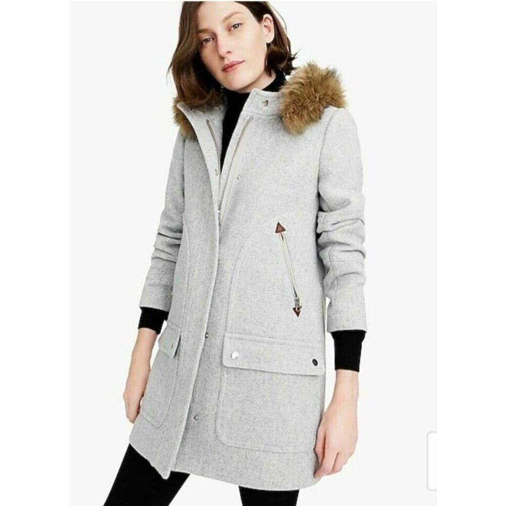 J. Crew Italian Stadium Cloth Nello Gori Parka Heather Gray Womens Jacket 8 8P
